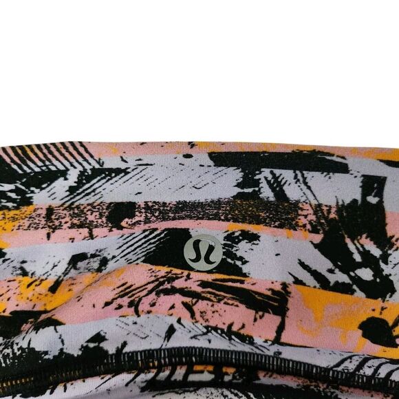 Lululemon Leggings Womens 6 Sun Runner 17" Inversion Black Stripe Mesh Crop - Picture 2 of 10